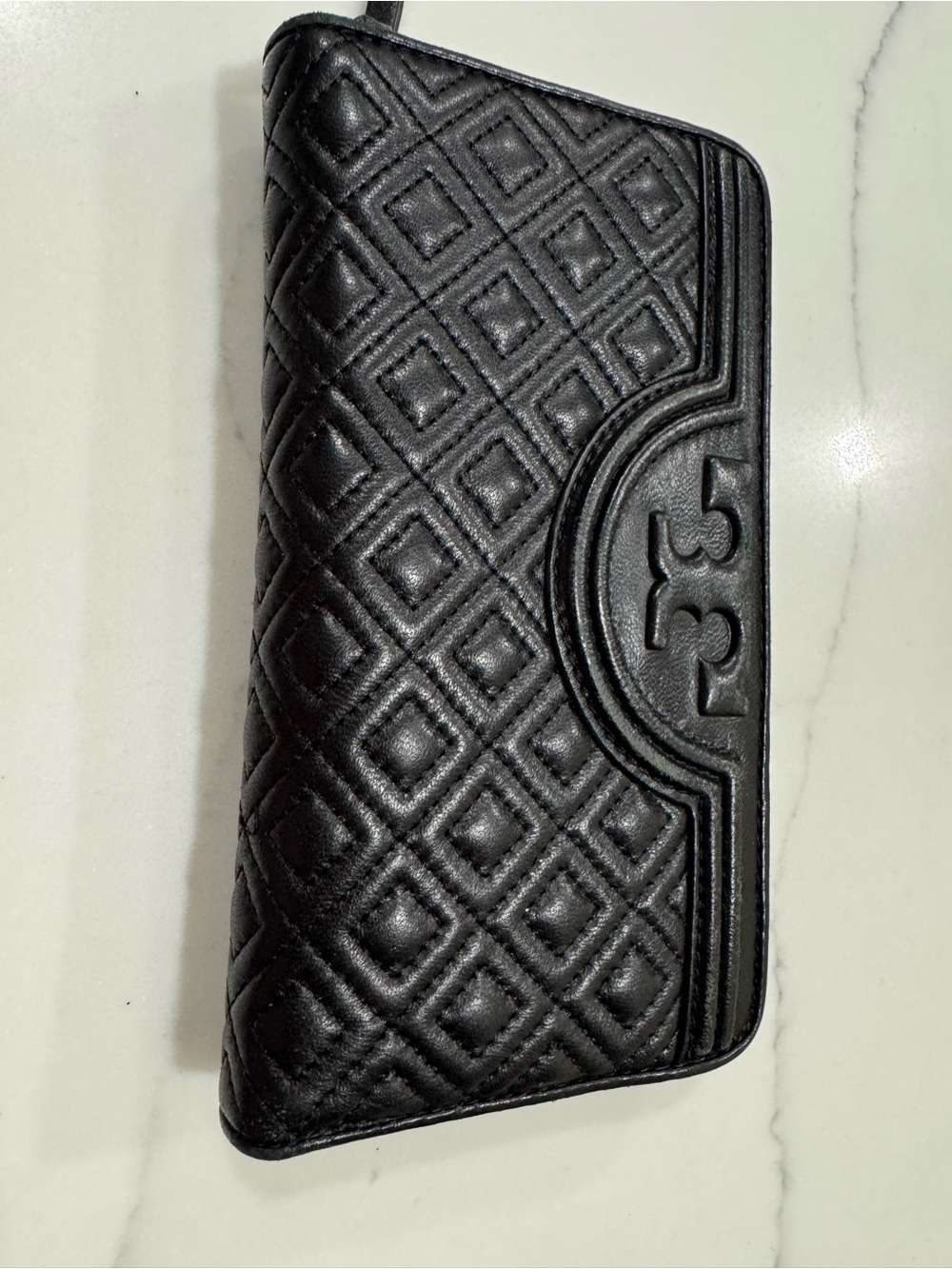 Tory Burch Quilted Black Leather Wallet.